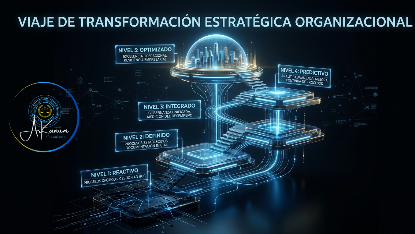 Representación del crecimiento de la madurez tecnológica y organizacional mediante procesos estructurados de mejora continua.